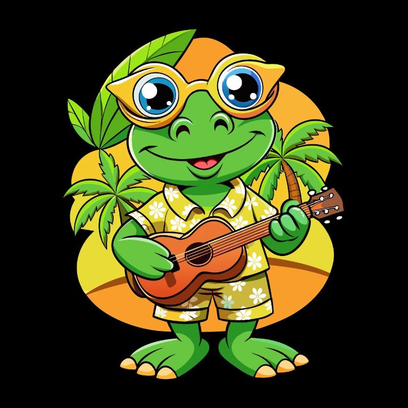 Funny Frog Cartoon Summer Beach Sunglasses Guitar