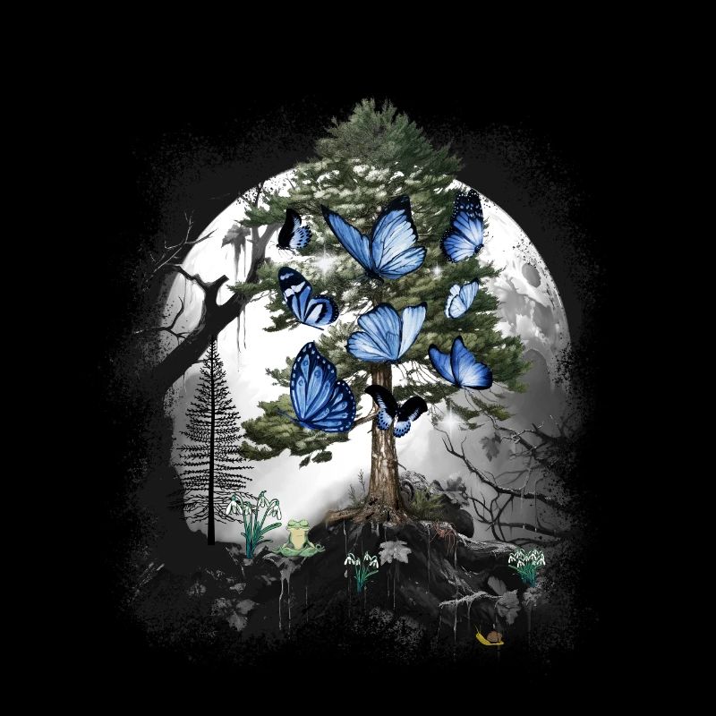 Forest mystical butterflies spring forest animals