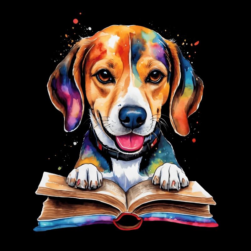 Beagle Lesen Buch Hund Lustig Tier Design Print