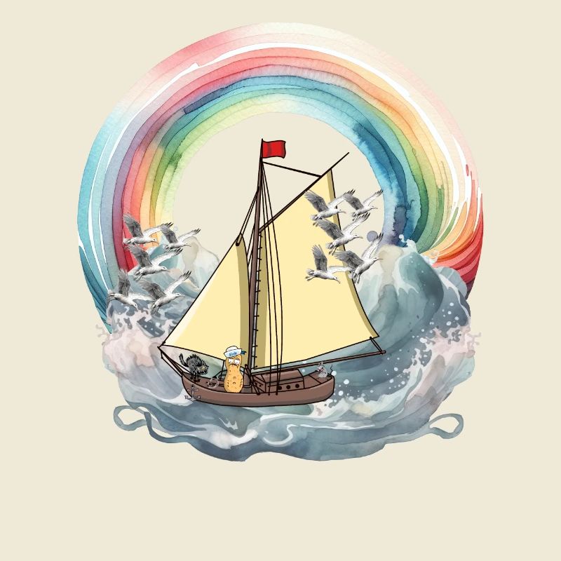 Bateau Peanut Bateaux Rainbow Ship Sailing Nut