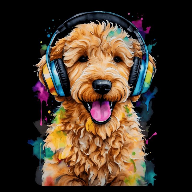 Goldendoodle Kopfhörer Hund Tier Design Print
