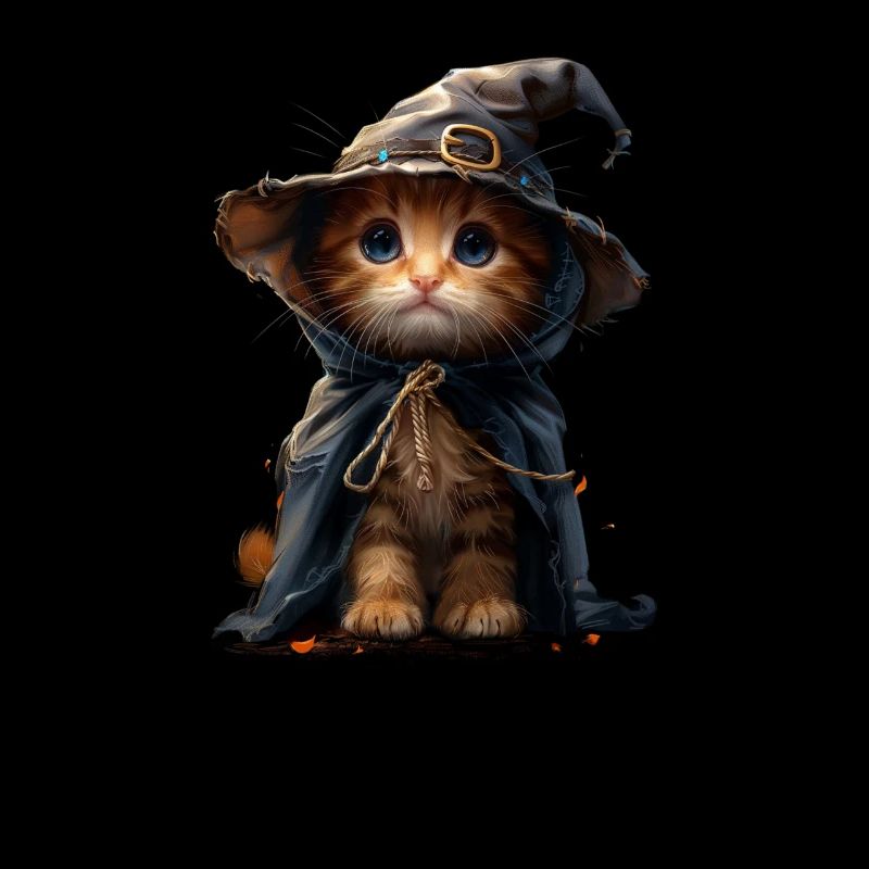 Kitten in Witch Outfit - Halloween Magic