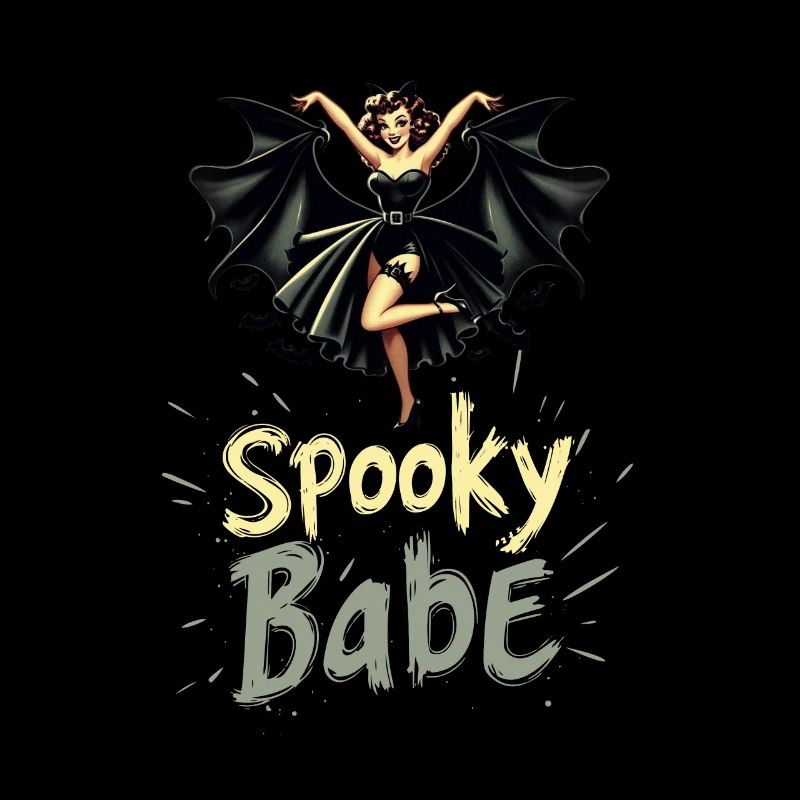 Spooky Babe Bat Retro Halloween Women's