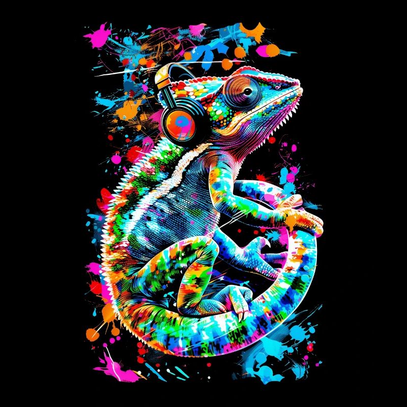 Chamäleon Tier Tierliebhaber Kopfhörer Reptilien