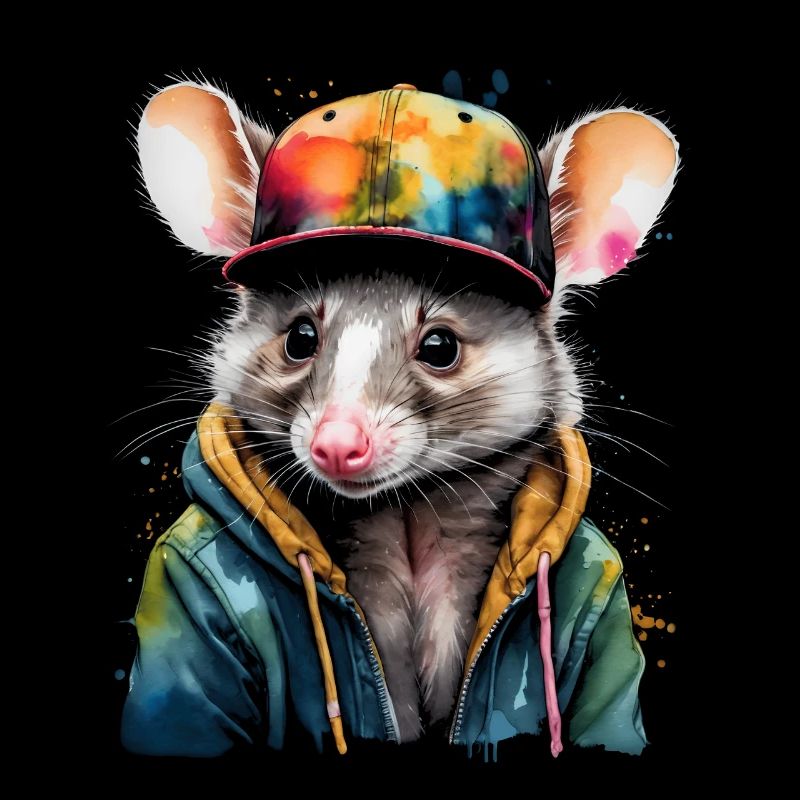 Opossum Snapback Cap Cool Animal Design Print