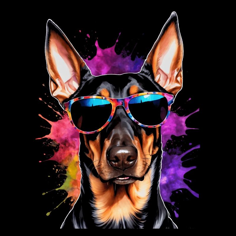 Dobermann Sonnenbrille Hund Lustig Design Print