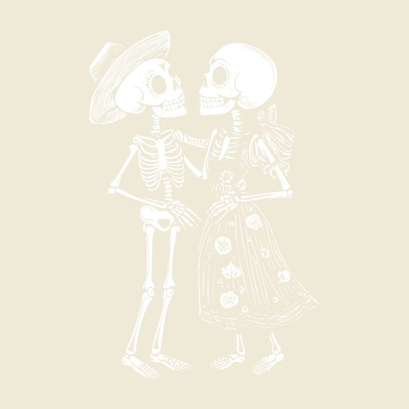 Dancing skeleton couple in Mexican style