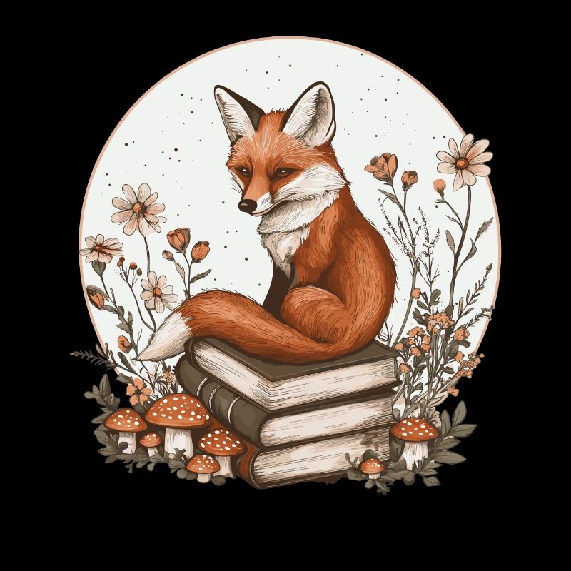 Cottagecore Fox with Books