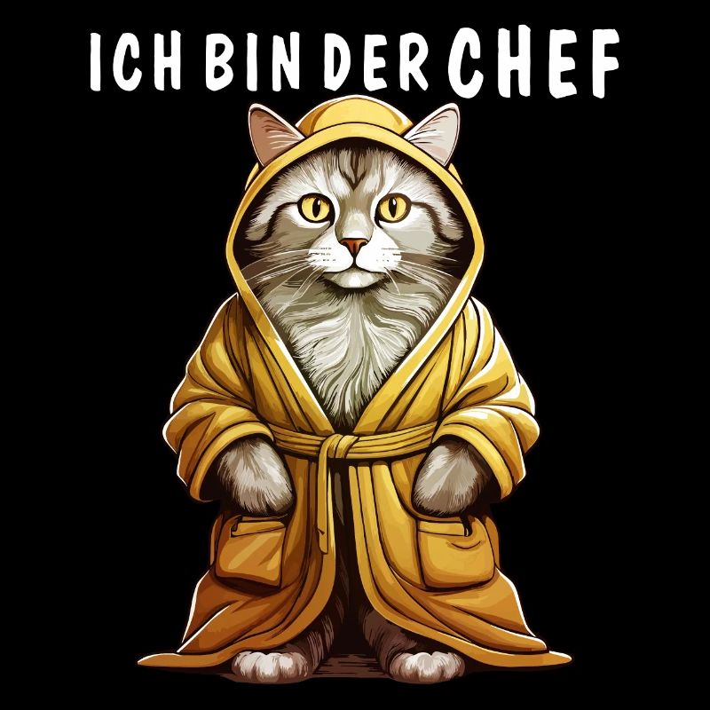 KATZE BADEMANTEL ICH BIN DER CHEF