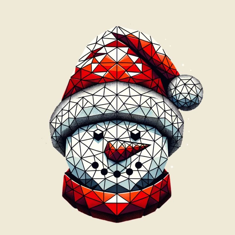 Polygon Kunst Schneemann Weihnachtsmütze Original