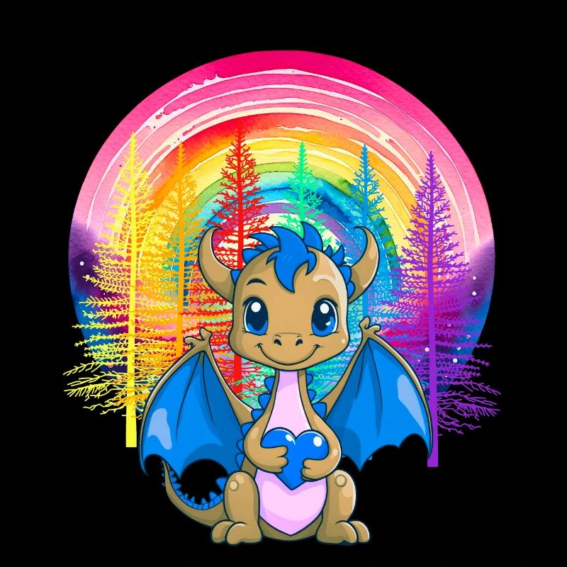 Regenbogen Drache Drachen Kinder Kind