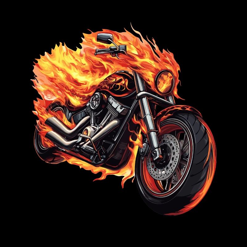Motorcycle with flames