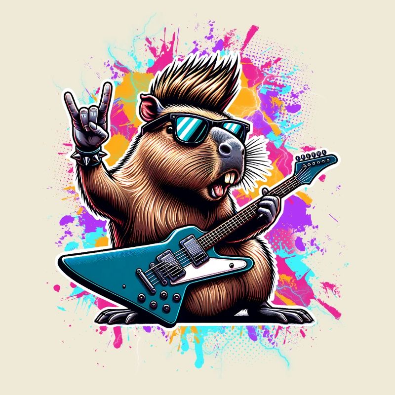 Capybara, guitariste de rock and roll