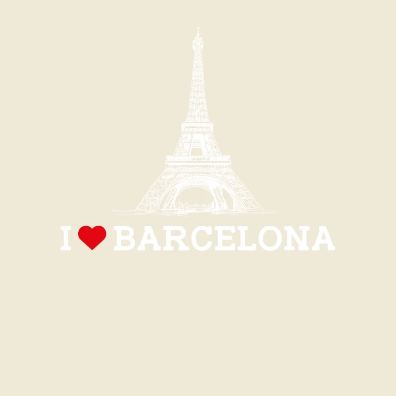 J’aime Barcelone Cool Tower Eiffel Coeur Drapeau Jeu de mots