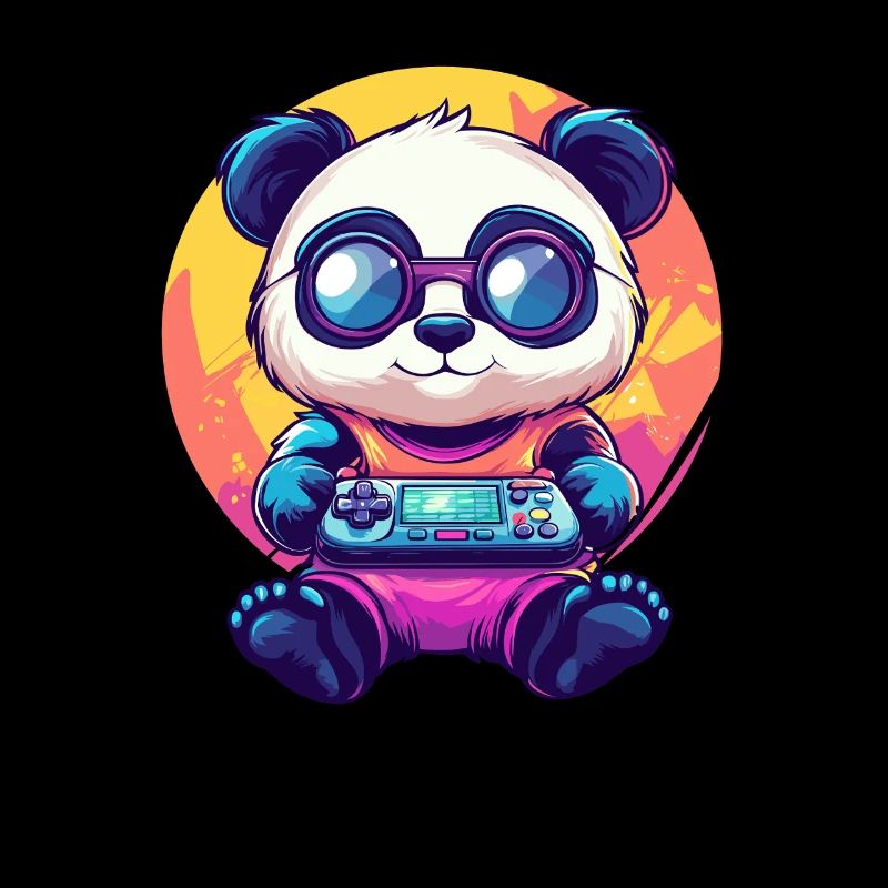Gamer Panda with console