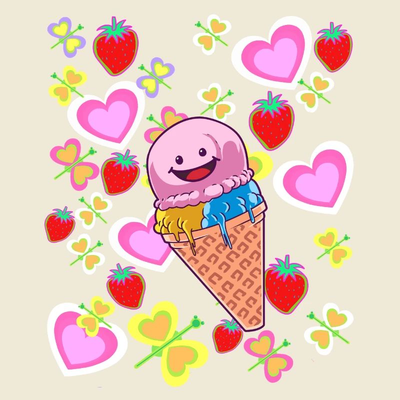 Sommer Retro Eis Eiskrem Kinder Kind Eiscrem