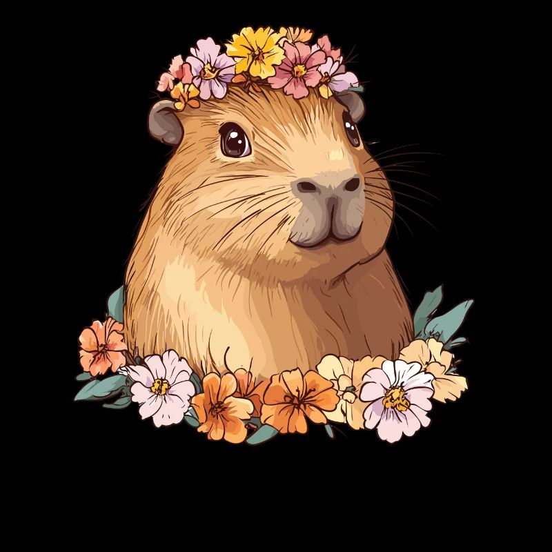 Capybara mignon avec des fleurs