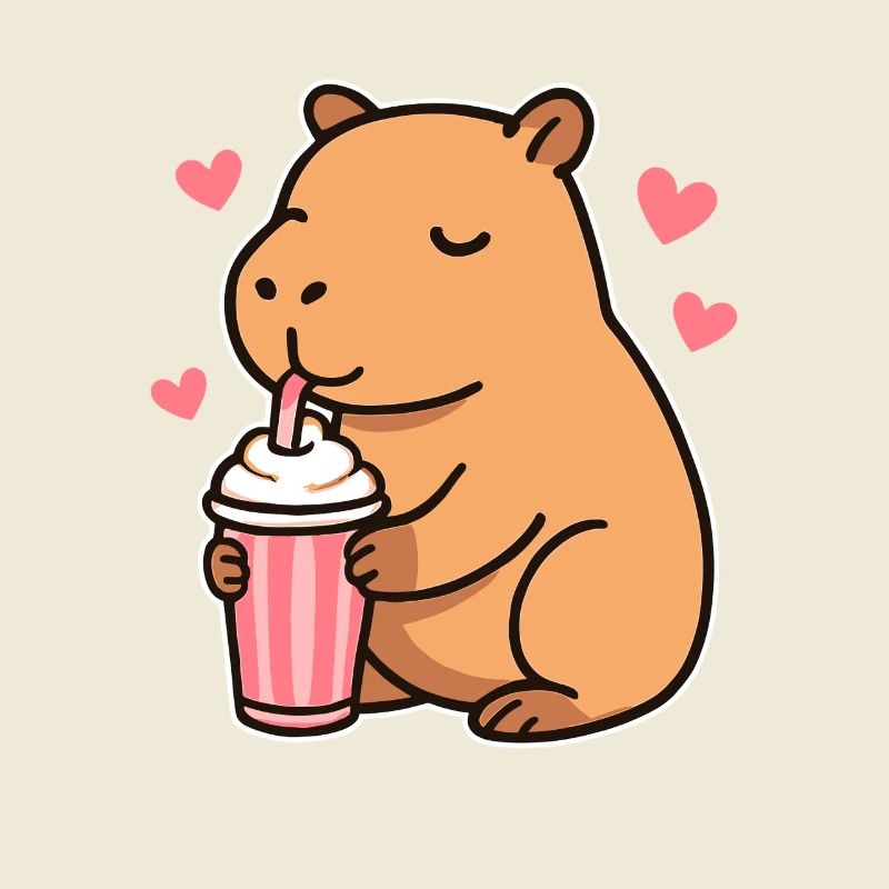 Capybara mit Milkshake – Süßes Tierdesign