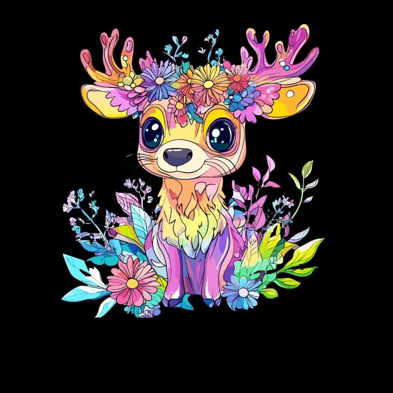 Coloured deer with flowers