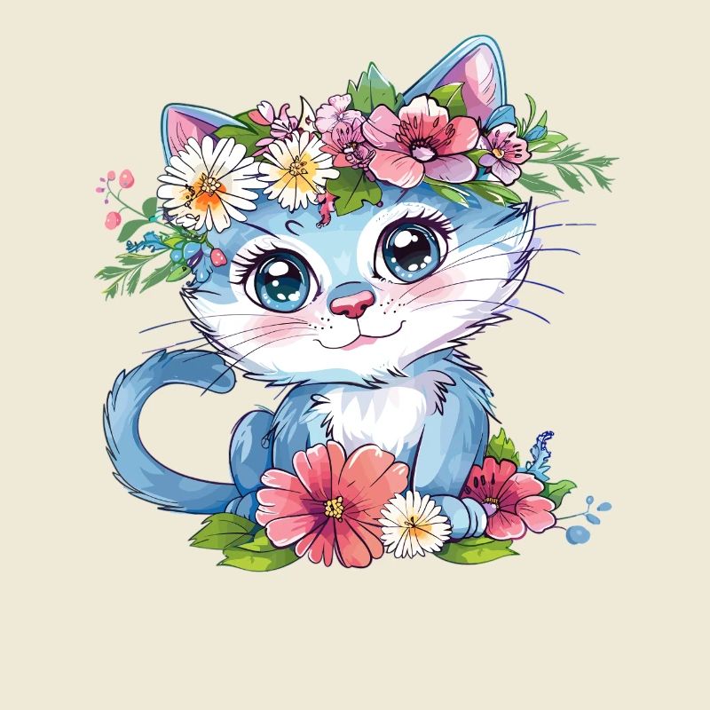 Chat fleur dans une couronne