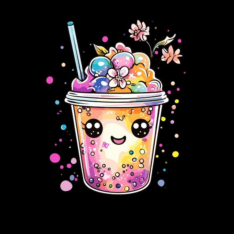 Bubble tea with flowers