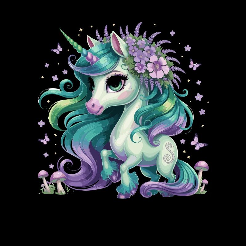 Magisches Einhorn Mit Blumenkranz Und