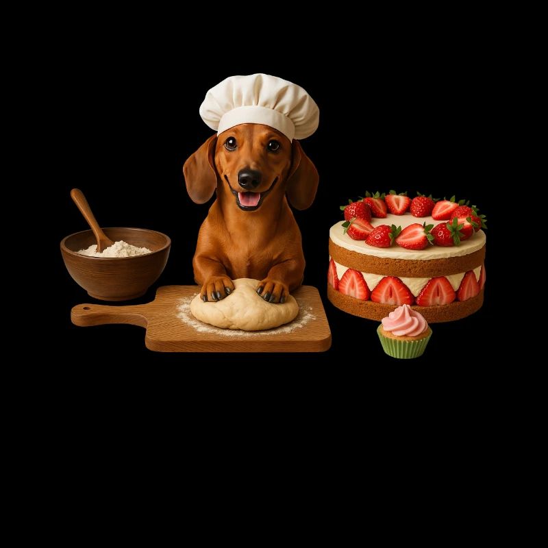 Teckel préparant des biscuits pour gâteaux