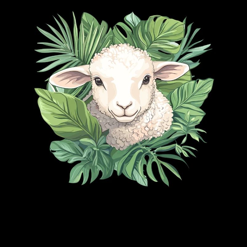 Schaf mit Blättern