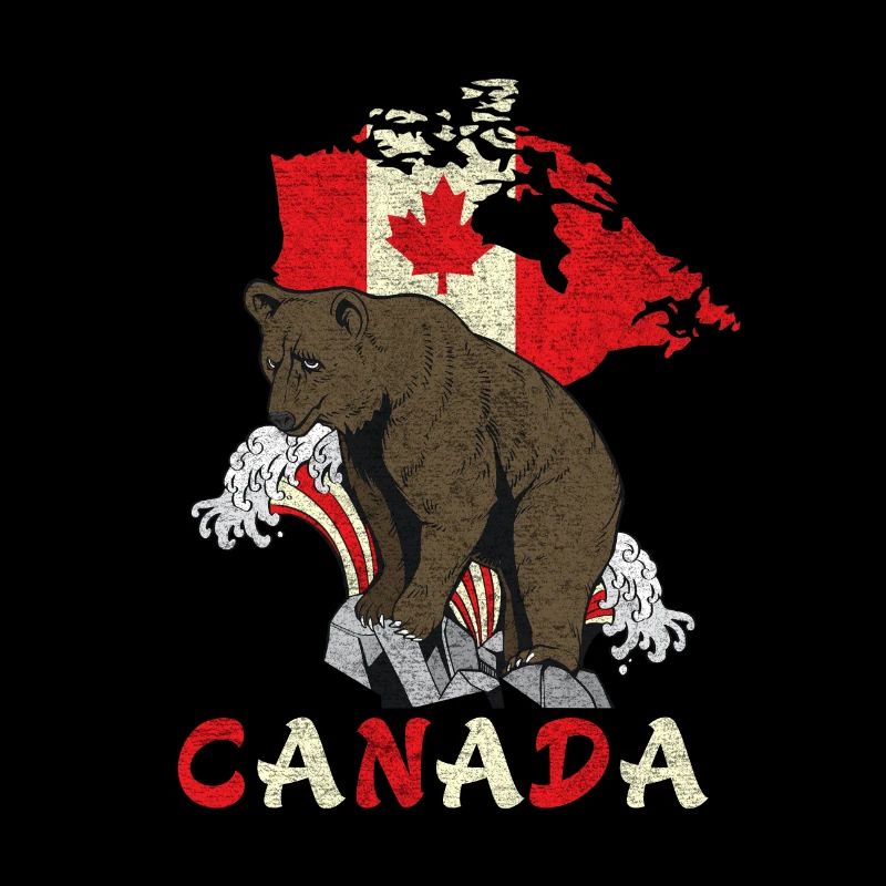 Canada bear design with map and flag