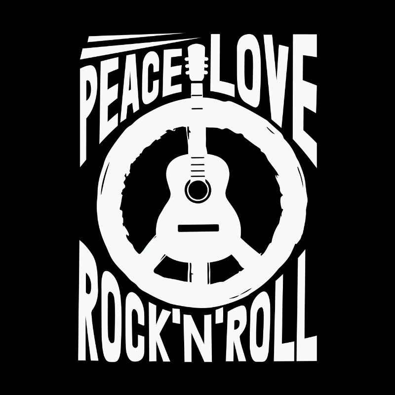 Peace Love Rock And Roll Guitar Hippie