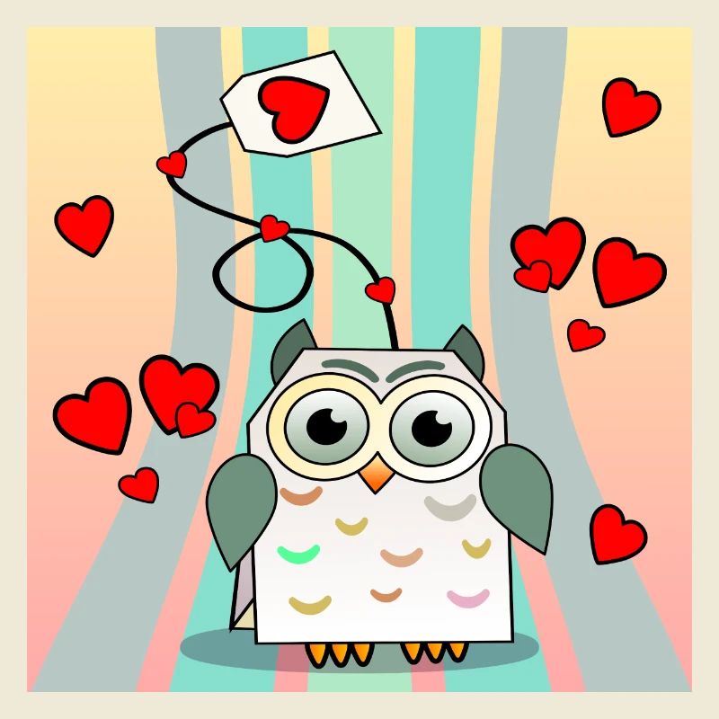Valentinstag Tiere - Teebeutel Eulen