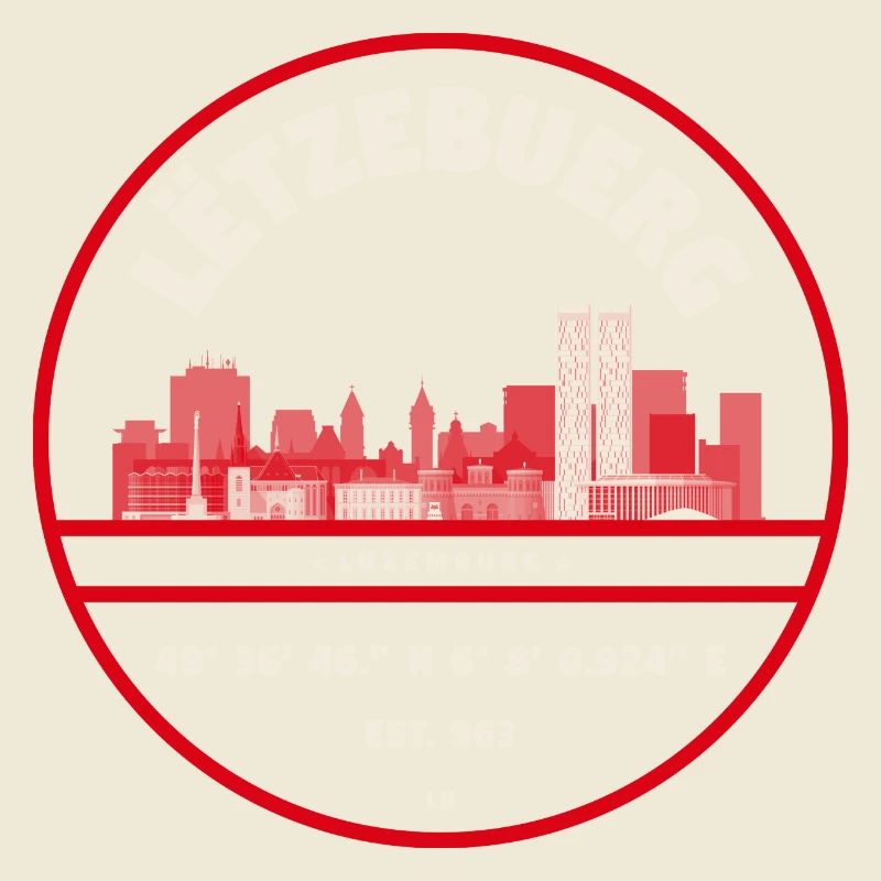Luxembourg skyline emblem with coordinates