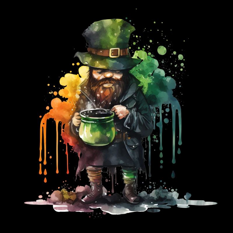 Leprechaun mit Topf und Wasserfarben