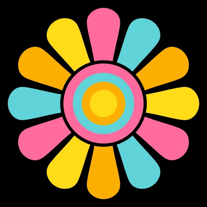 Pink Blue Orange Yellow - Big Colourful Daisy Flow