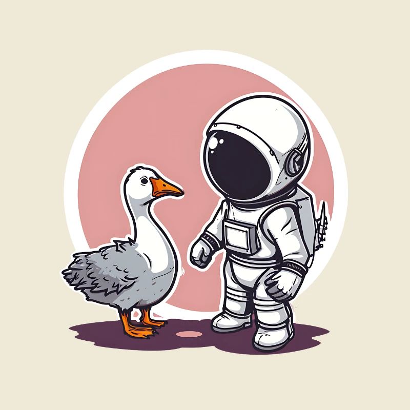Mignon astronaute et oie dessin animé Design | Espace