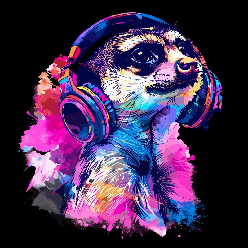 Meerkat Erdhündchen Scharrtier mit Headphones