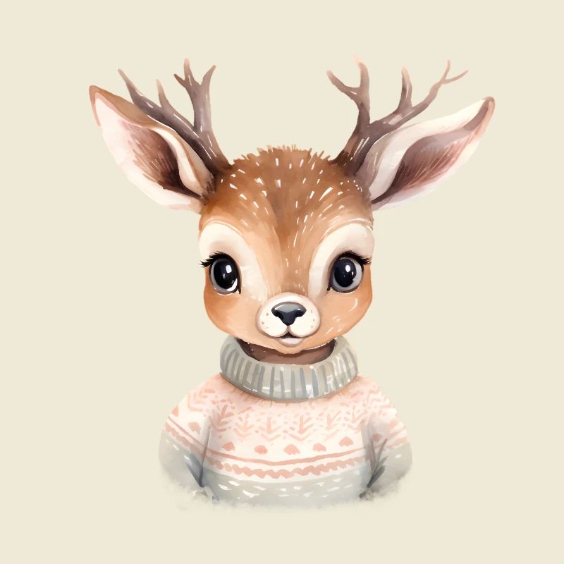 Cuddly deer in winter sweater