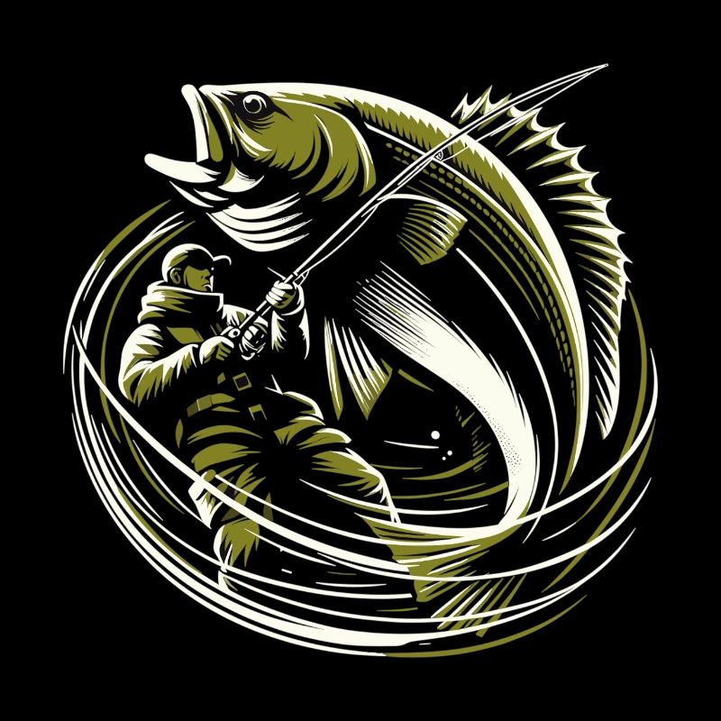 Fishing Angler Cod Giant Fish Olive Green Gift
