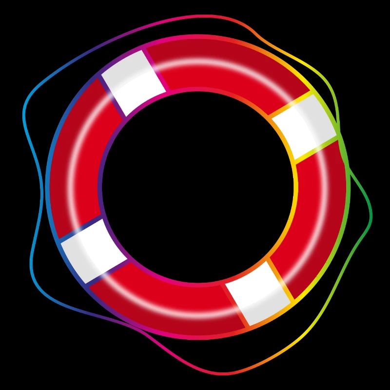 Rettungsring mit Regenbogen-Seil –Maritimes Symbol