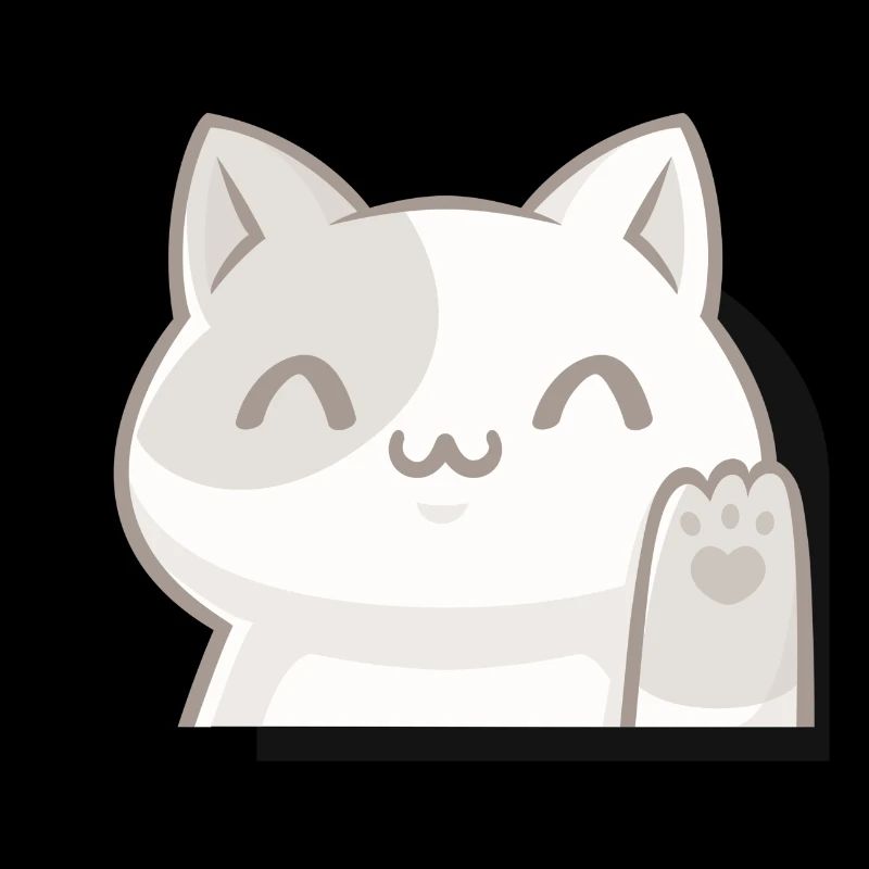 Waving Kawaii Cat, Chibi Style Lucky Charm