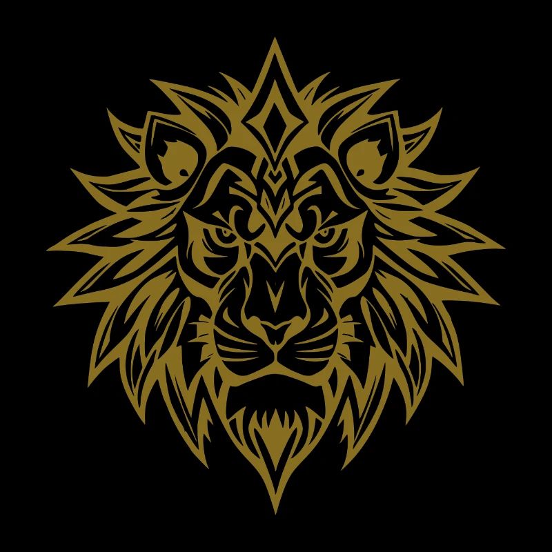 Powerful lion head tribal design