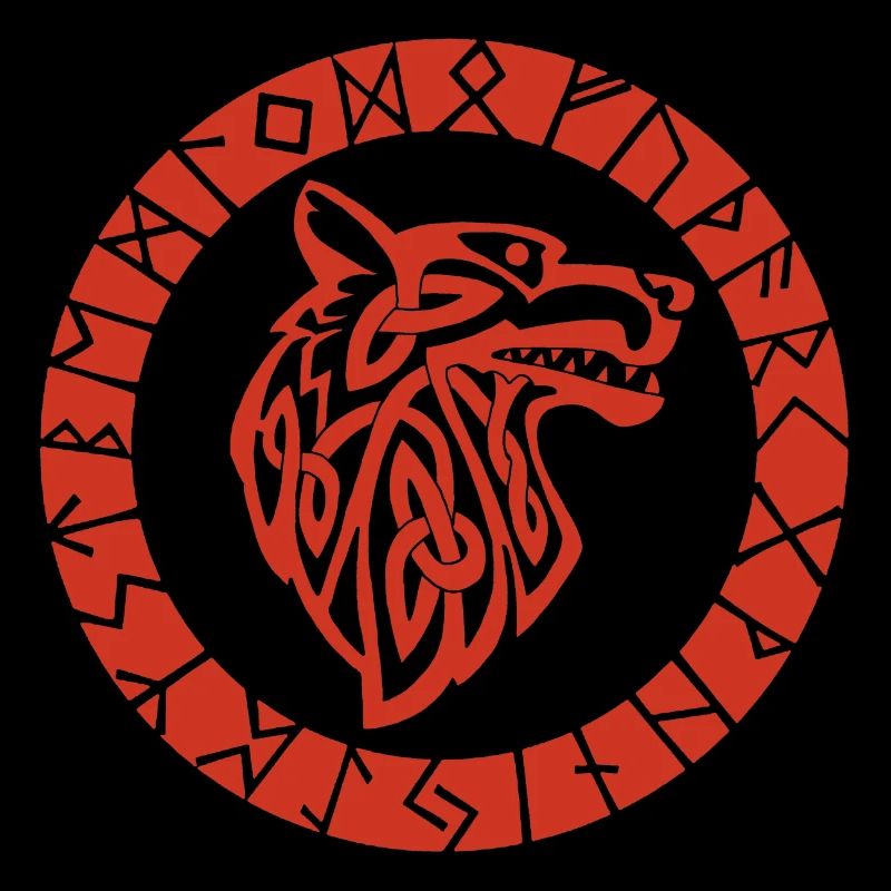 Wikinger Roter Wolf Emblem