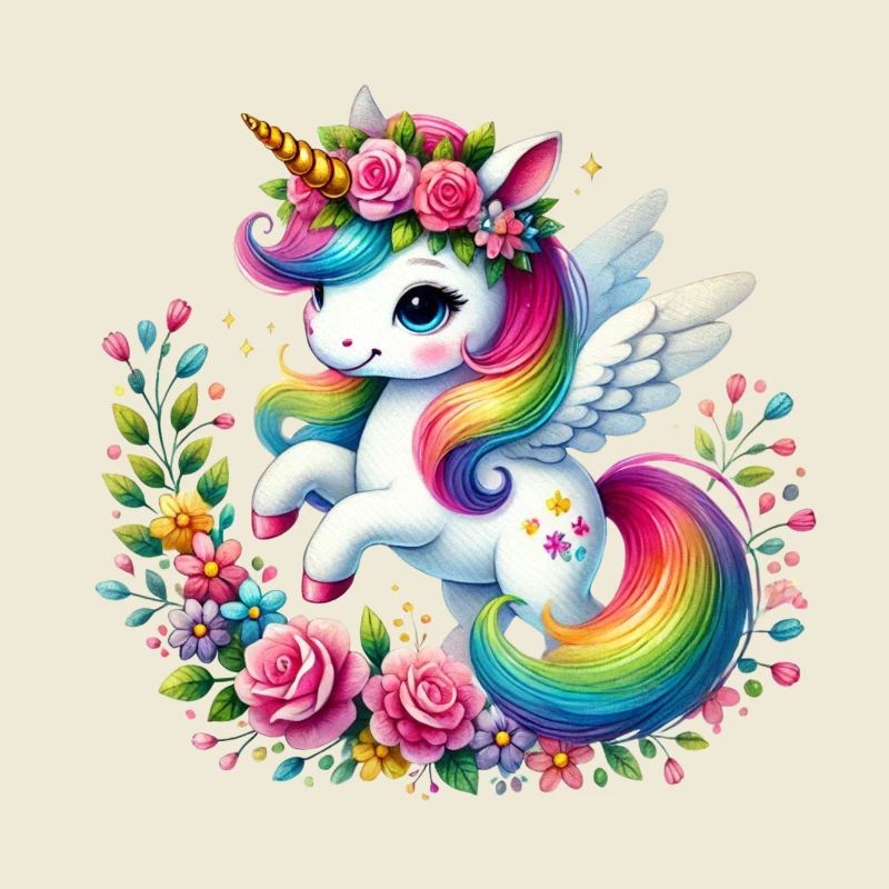Licorne fleur arc-en-ciel