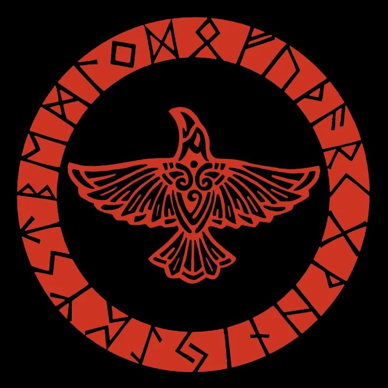 Corbeau rouge et runes vikings