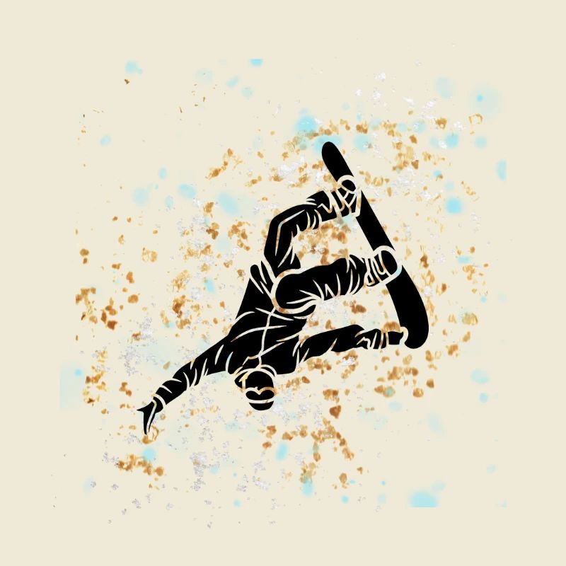 Blue-gold splashed snowboard