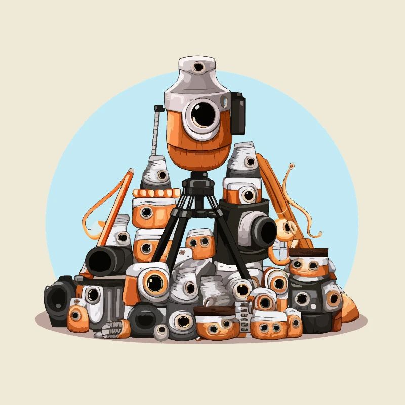 Camera pile illustration
