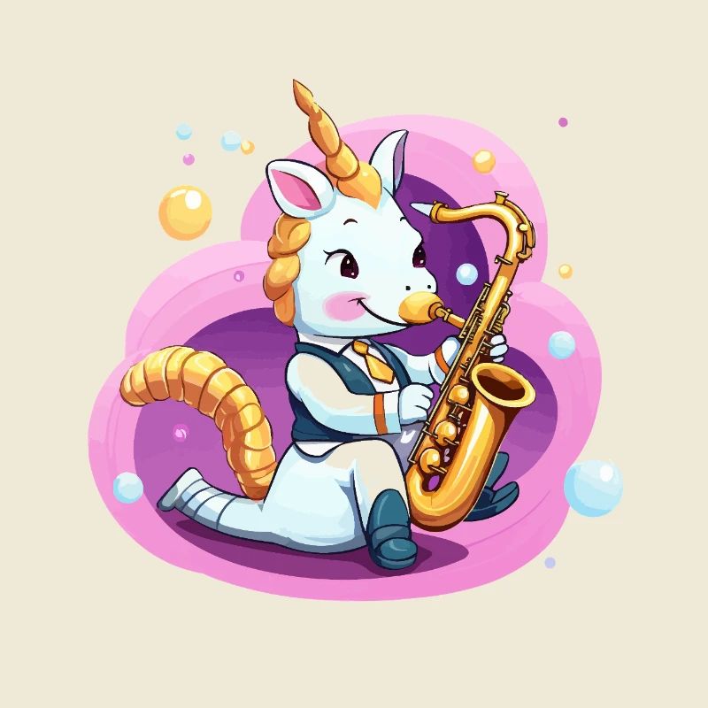 Saxophone licorne dans un tourbillon rose