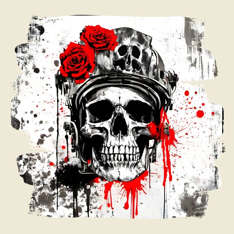Crâne de rose avec des écouteurs
