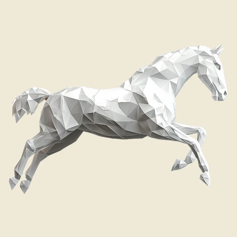 Cheval blanc Low Poly Logo Art Design Moule