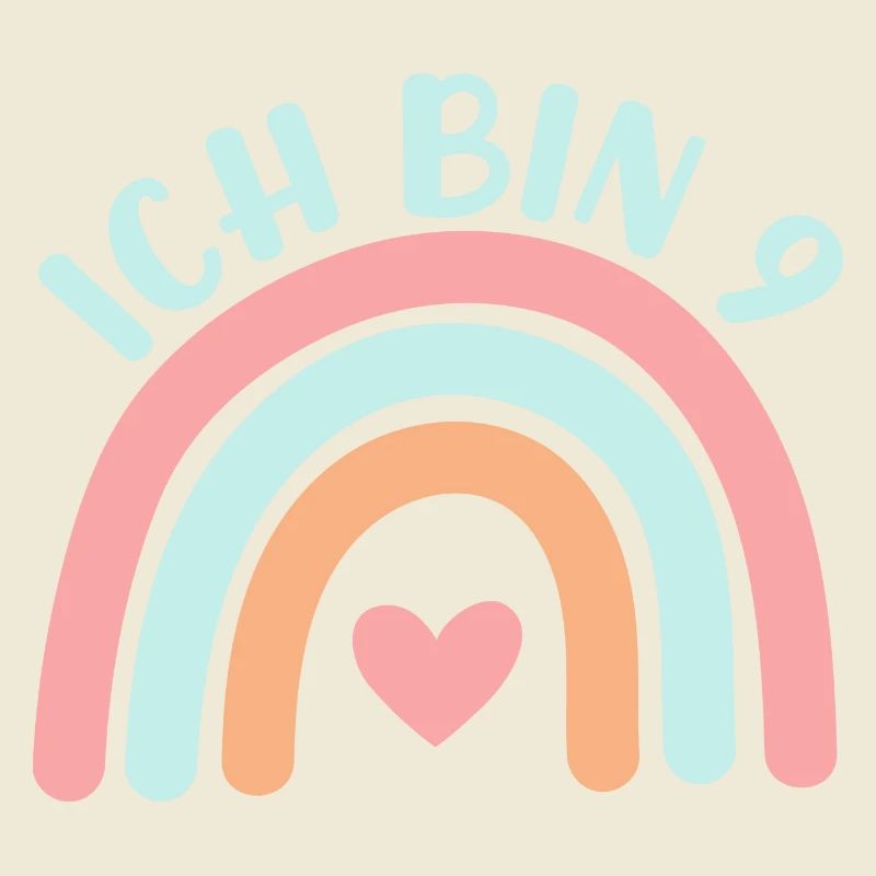 Ich bin 9 niedliche Regenbogen Design Junge Mädche